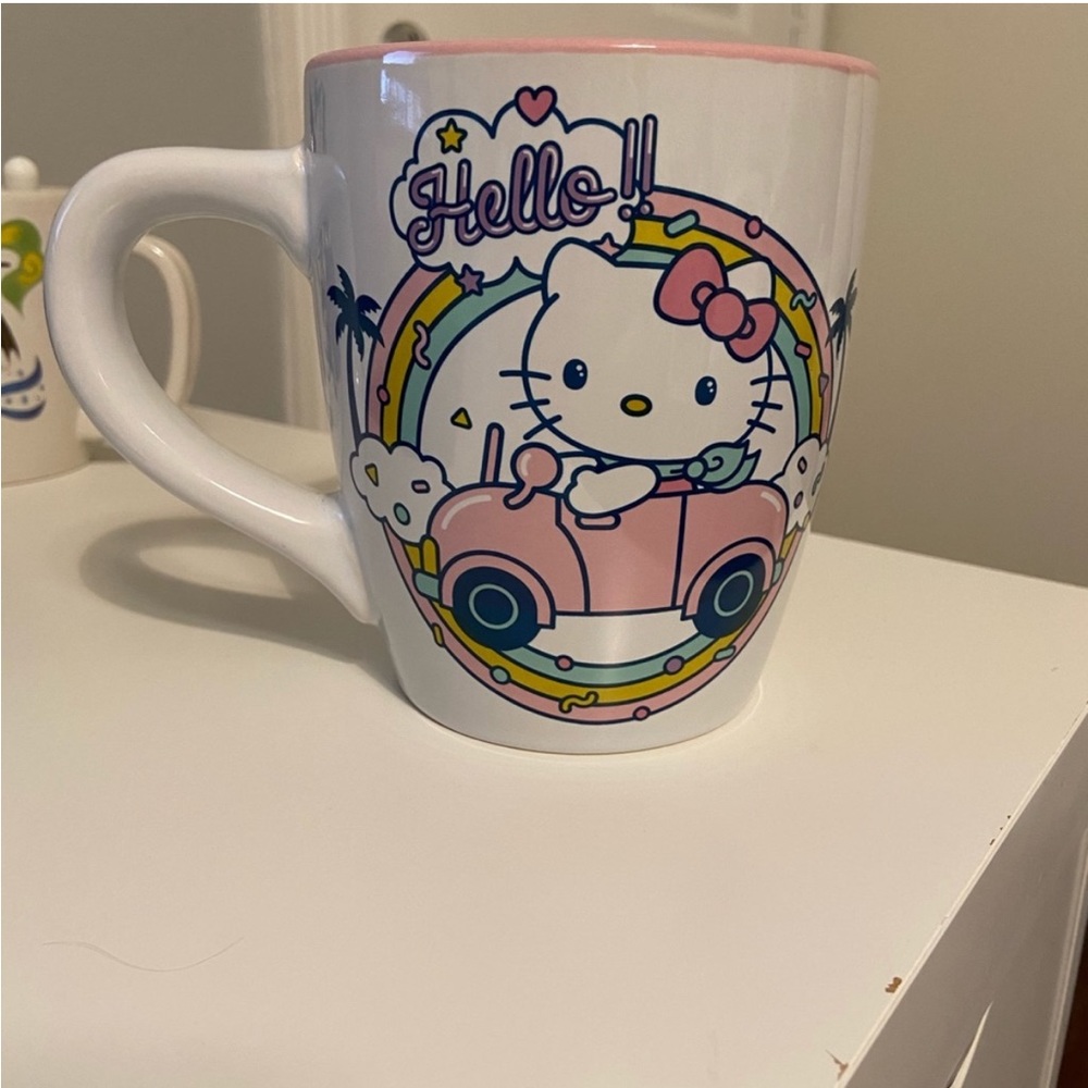 Sanrio Hello Kitty Rainbow‎ Pink Car Jumbo Ceramic Mug 25oz 🌈🚗
